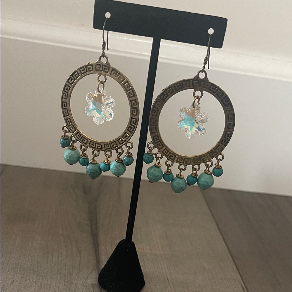 Elegant Turquoise and Gold Dangle Earrings